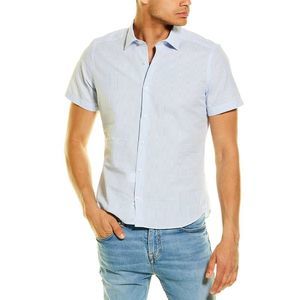 Antica Camiceria Mens Seersucker Woven Shirt, Blue